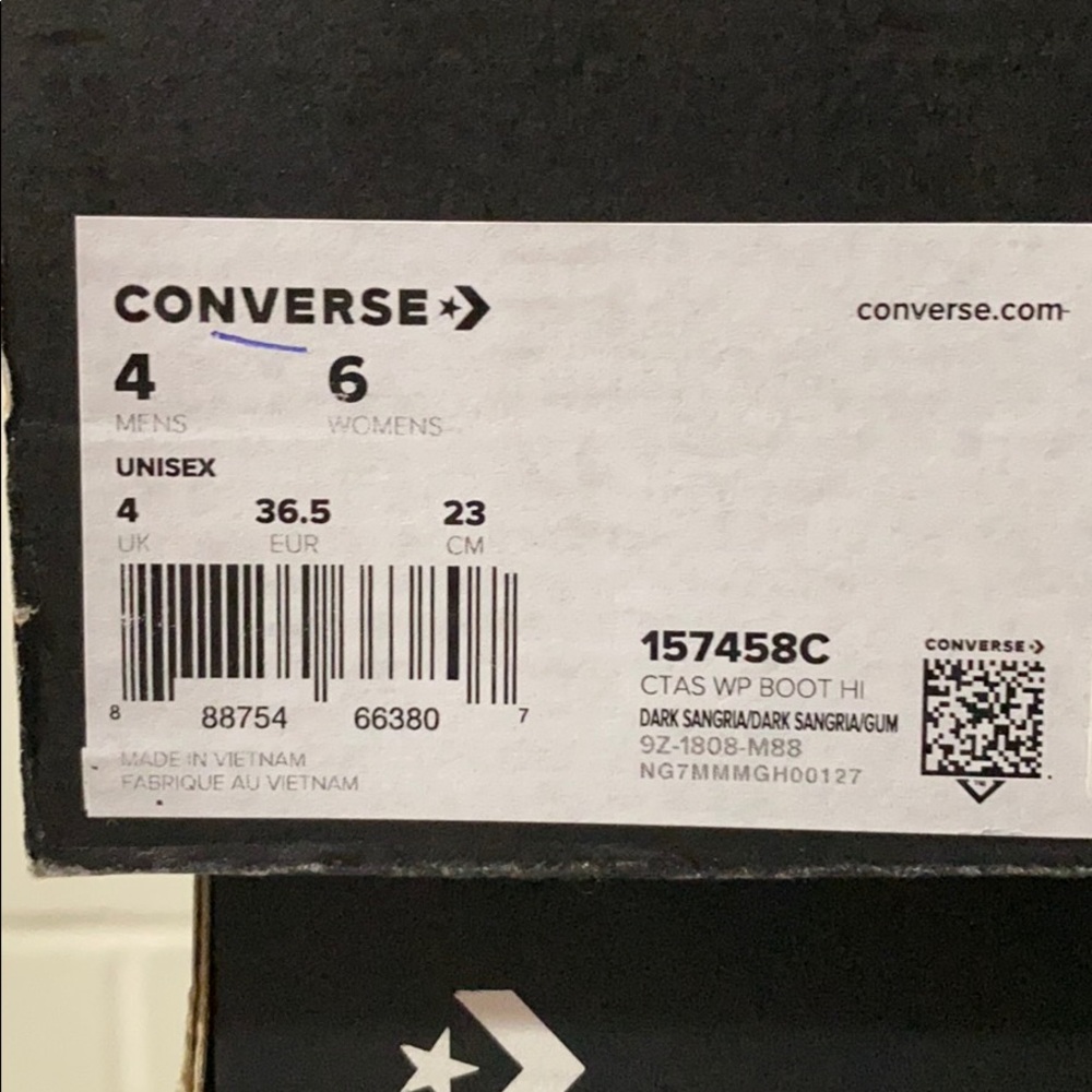 Converse Ctas WP Boot HI Dark Sangria W AUTHENTIC - Picture 7 of 9